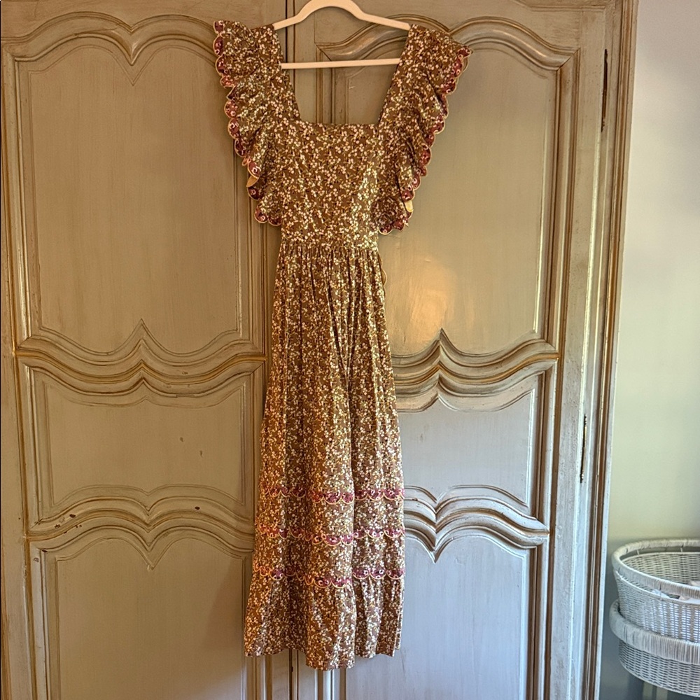 CeliaB Floral Midi Dress with Ruffle Sleeves